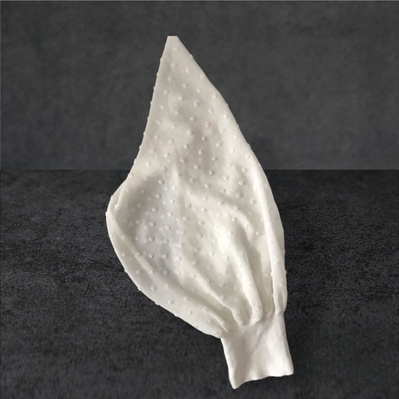 CeCe Pullover Top White Long Balloon Filmy Decorated Sleeve Round Neck Size L - Picture 6 of 8